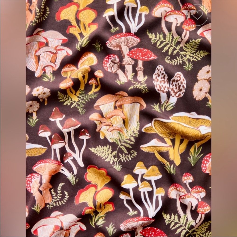 NWOT Printfresh Mushroom Medley  Large/Tall Pajama Top & Bottoms Eco Satin - Picture 4 of 7